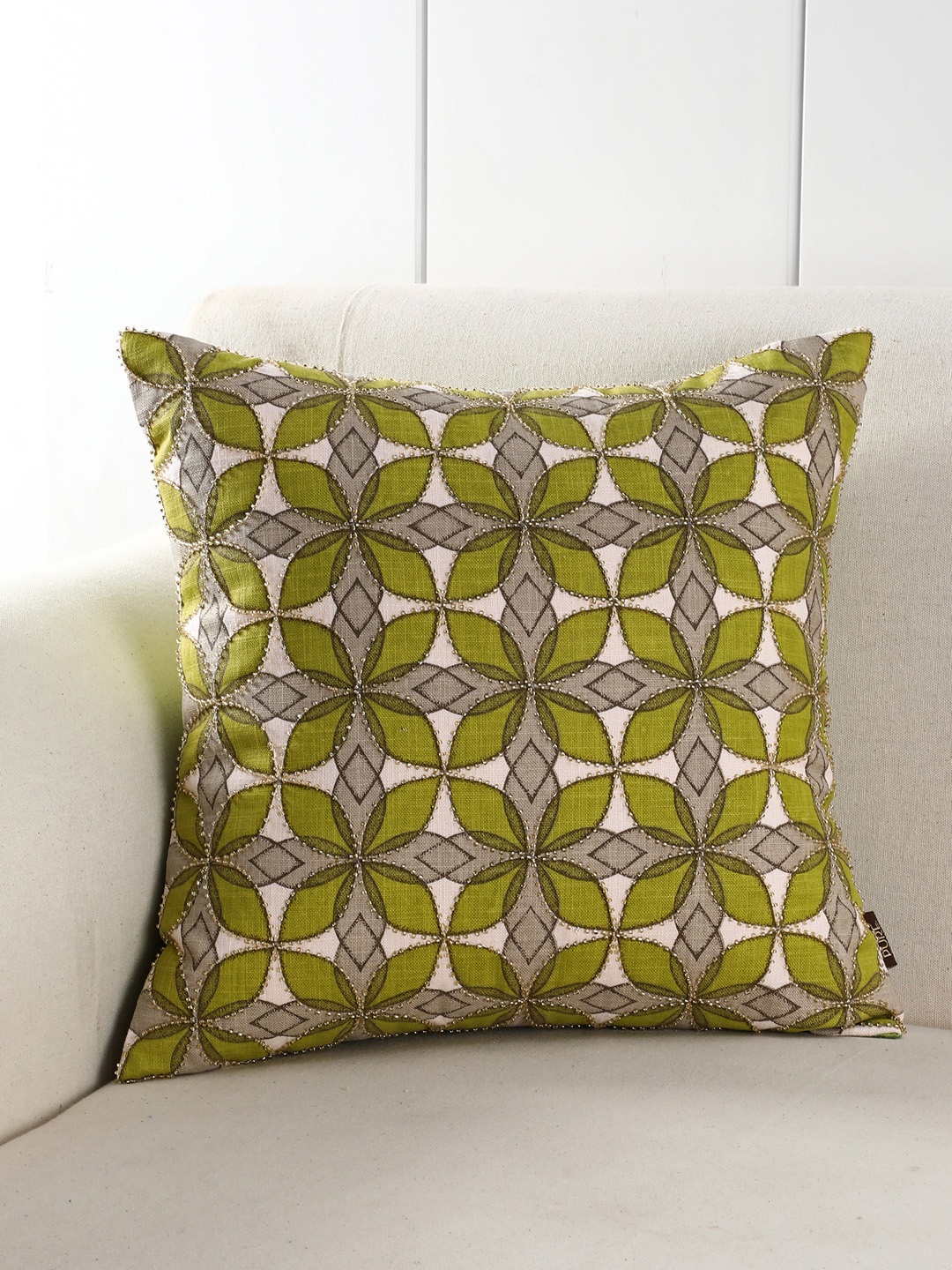

Pure Home and Living Green Single Floral Square Cushion Cover