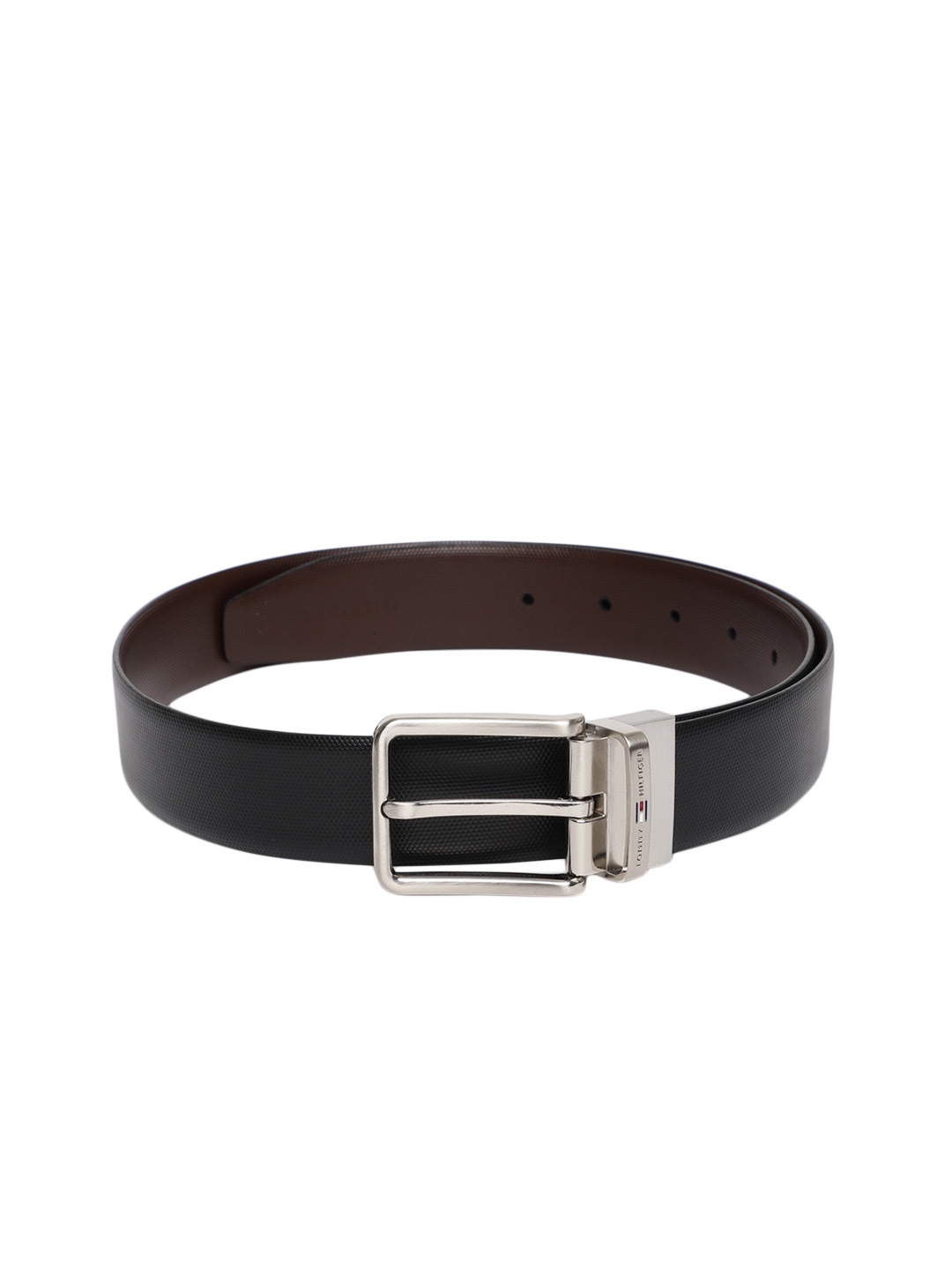 

Tommy Hilfiger Men Black & Brown Textured Reversible Leather Belt
