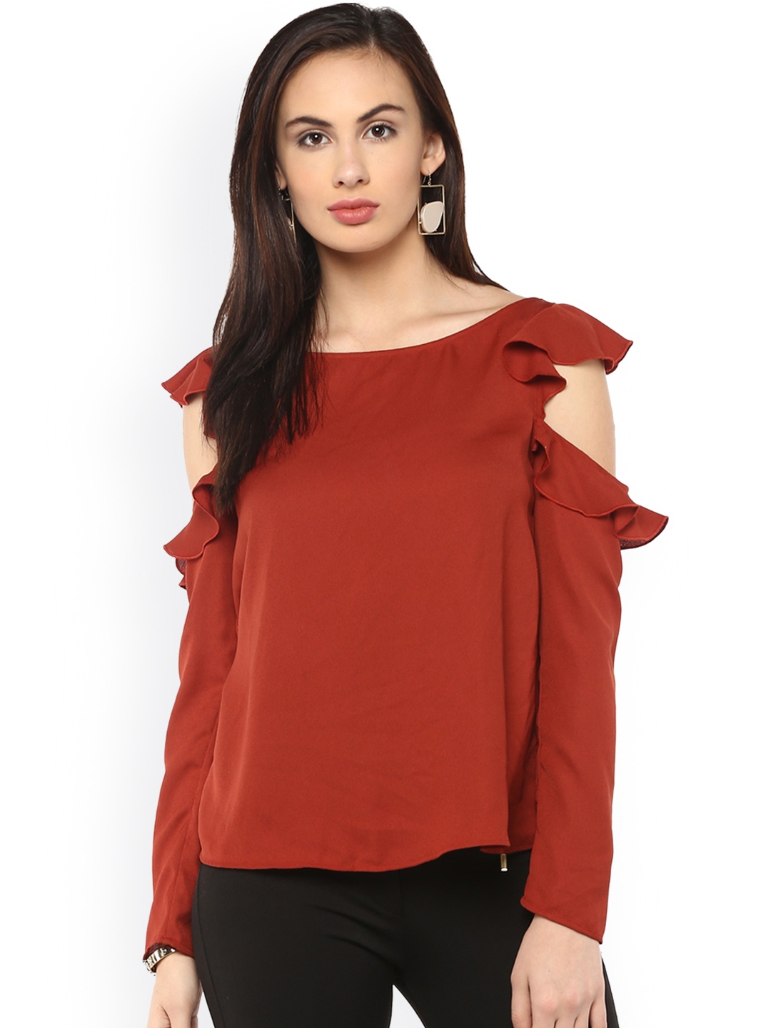 

Kazo Women Rust Red Solid Top