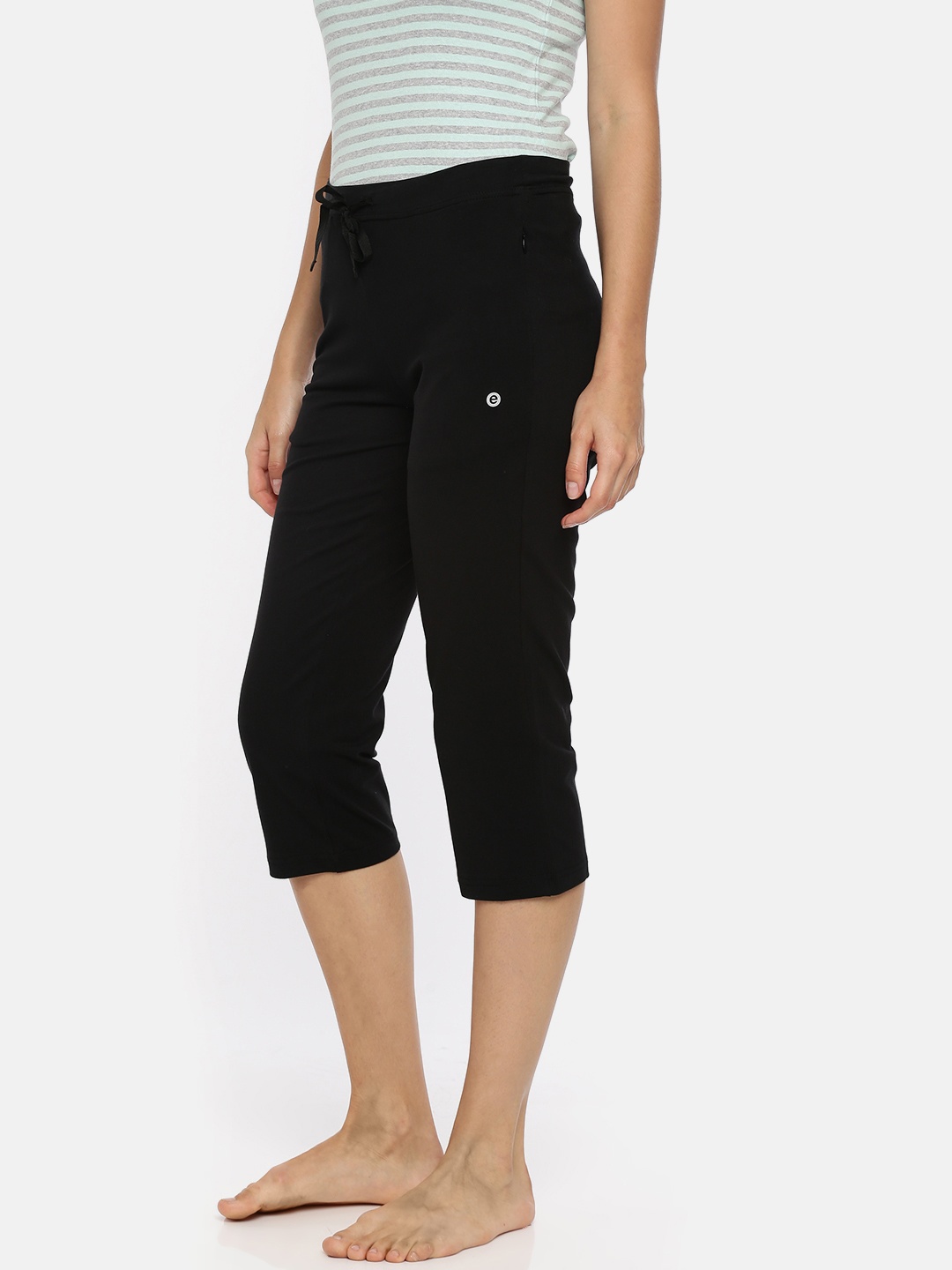 

Enamor Women Mid-Rise Straight Leg Lounge Capris E018, Black