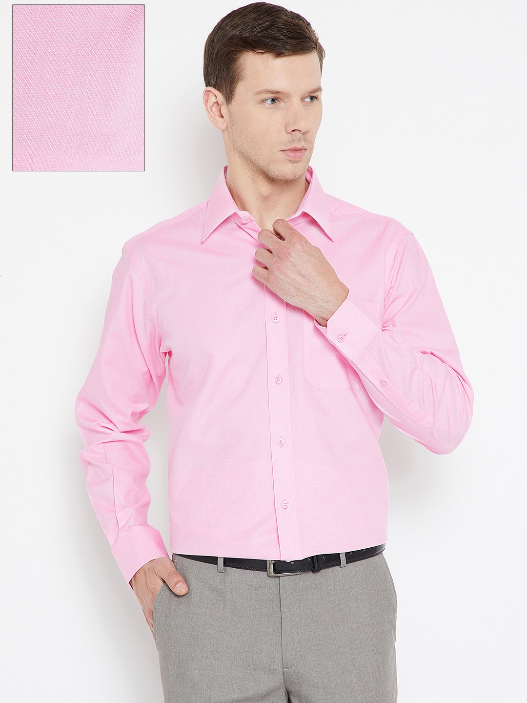 

Wills Lifestyle Men Pink Classic Regular Fit Self Design Formal Shirt
