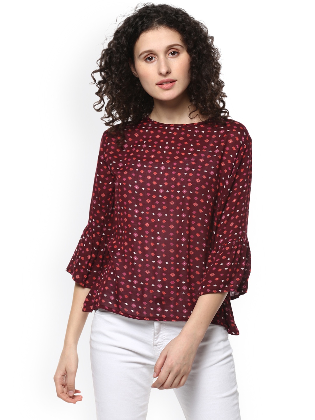 

Mayra Women Maroon Printed Top
