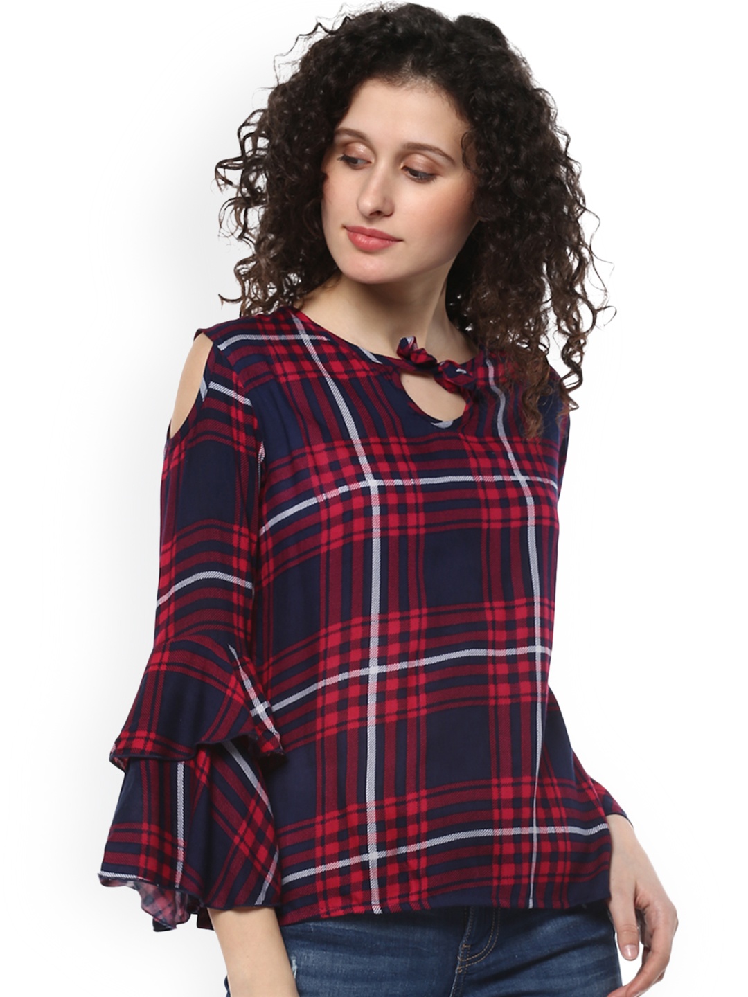 

Mayra Women Red Checked Top