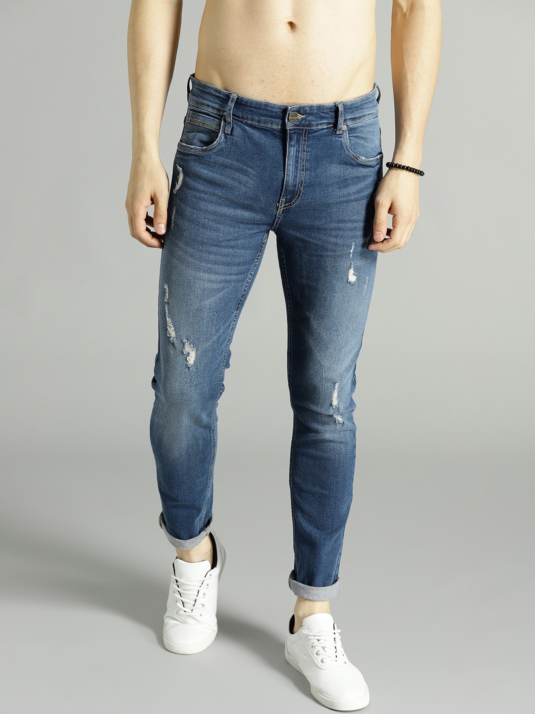 

Roadster Men Blue Skinny Fit Mid-Rise Mildly Distressed Stretchable Jeans