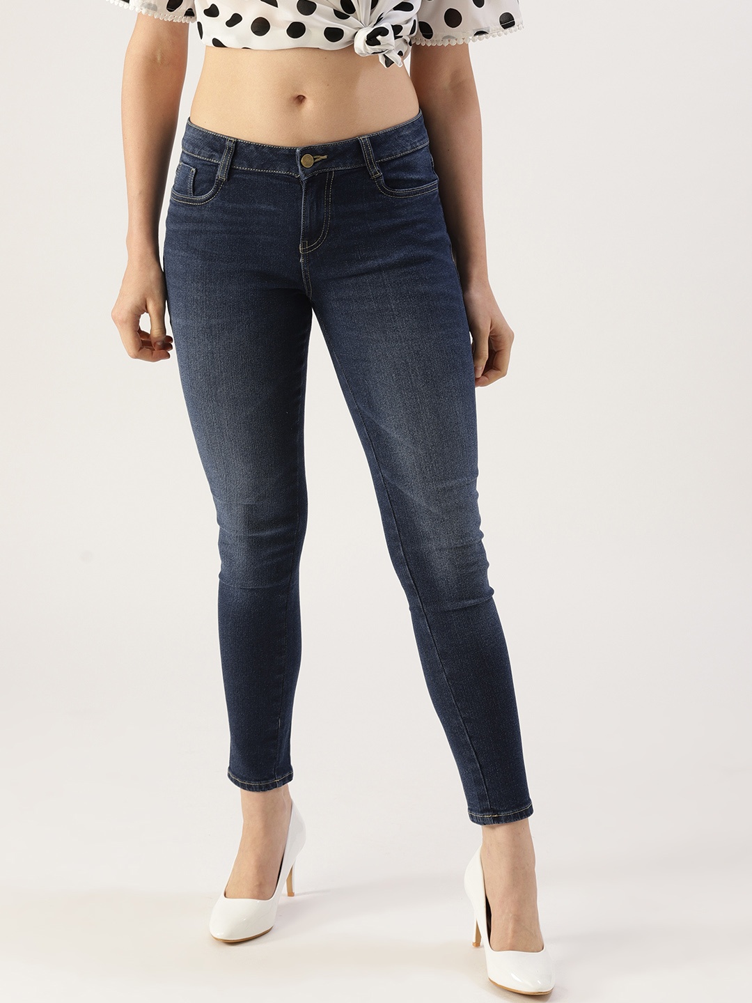 

DressBerry Women Navy Blue Skinny Fit Mid-Rise Clean Look Stretchable Jeans