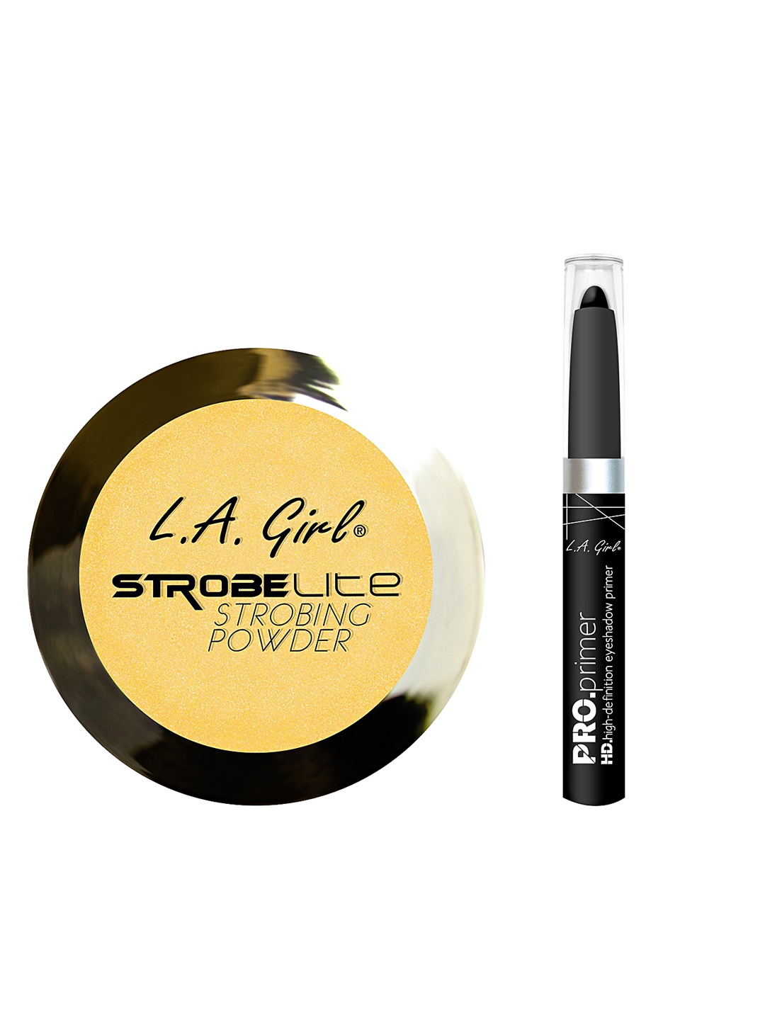 

L. A Girl Pack of 60 Watt Strobe Powder GSP627 and Black Primer Eyeshadow Stick GEB197, Cream