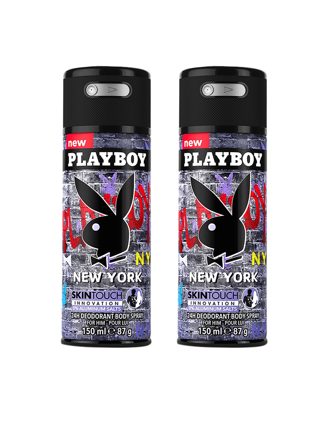 

Playboy Mens Pack of Two Deodorant Body Spray, Black