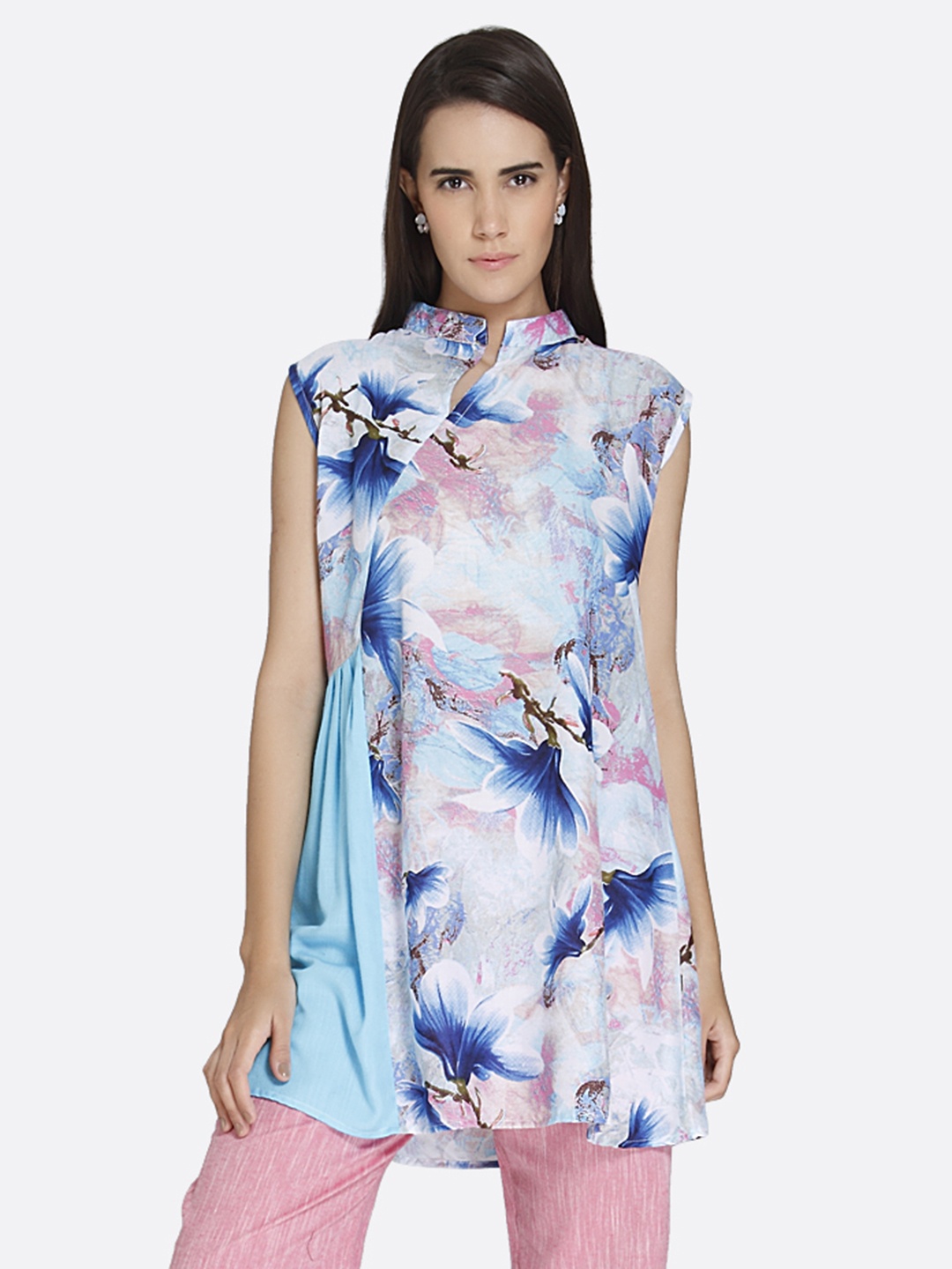 

shiloh Women Blue Printed A-Line Kurti