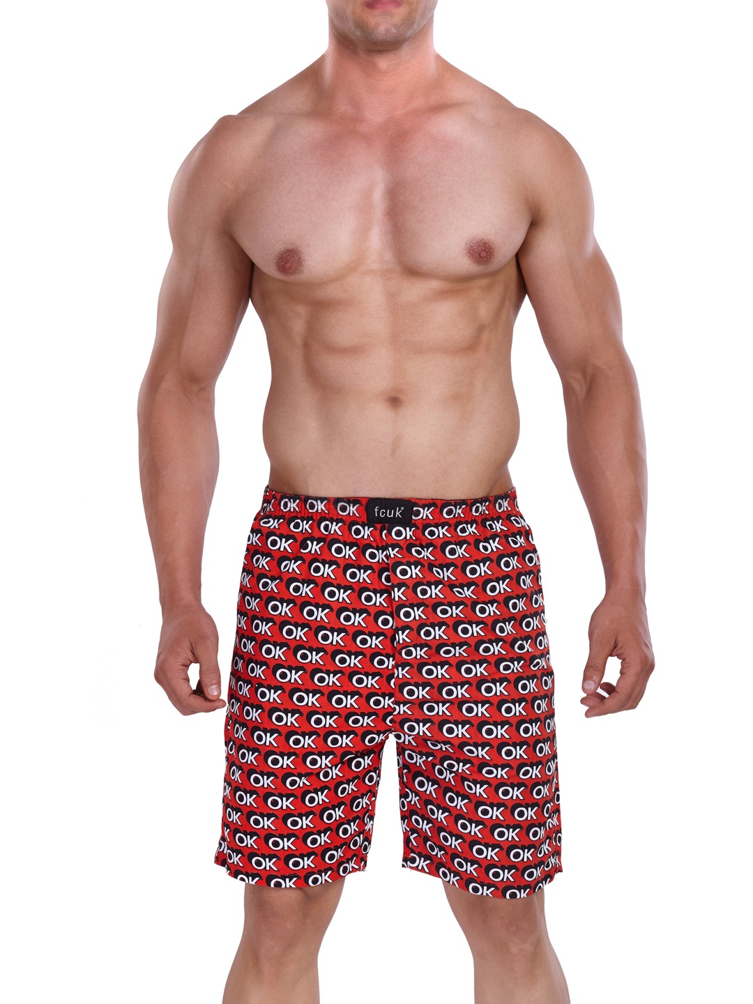

FCUK Men Orange Printed Regular Fit Shorts