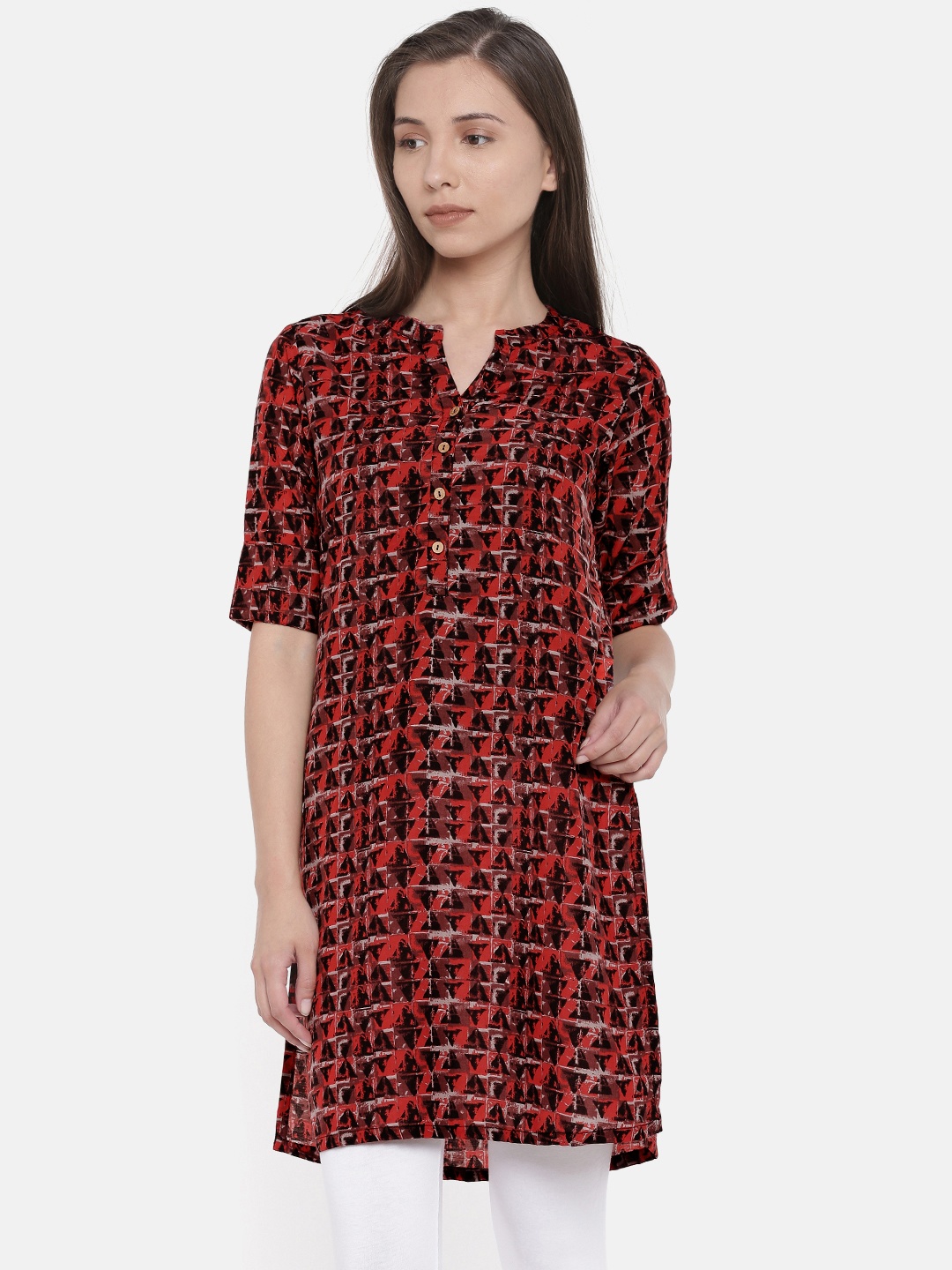 

Global Desi Red Printed Tunic
