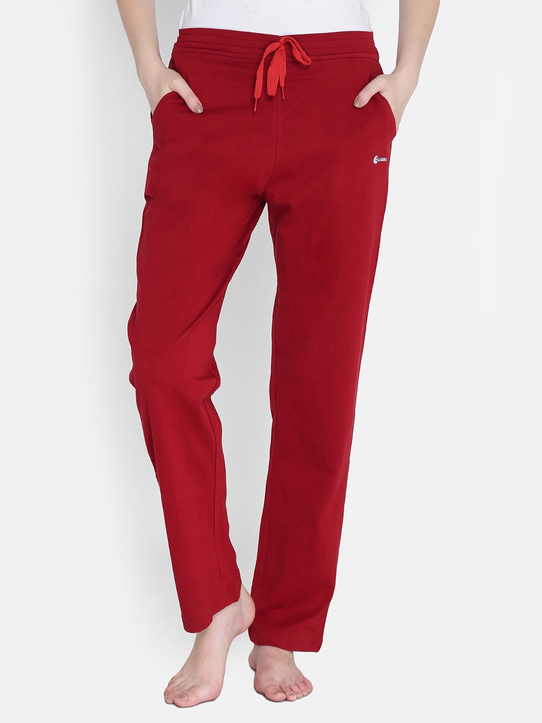 

Claura Red Solid Lounge Pants Lower-11