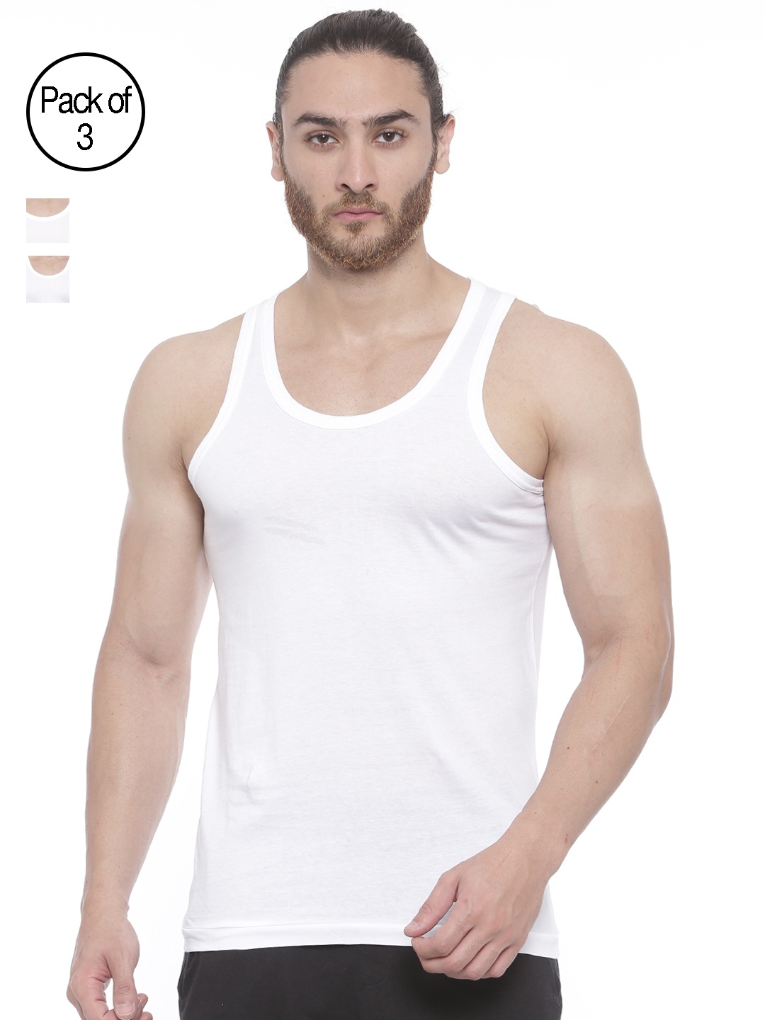 

Bitz Men Pack of 3 White Organic Cotton Vests ESV001