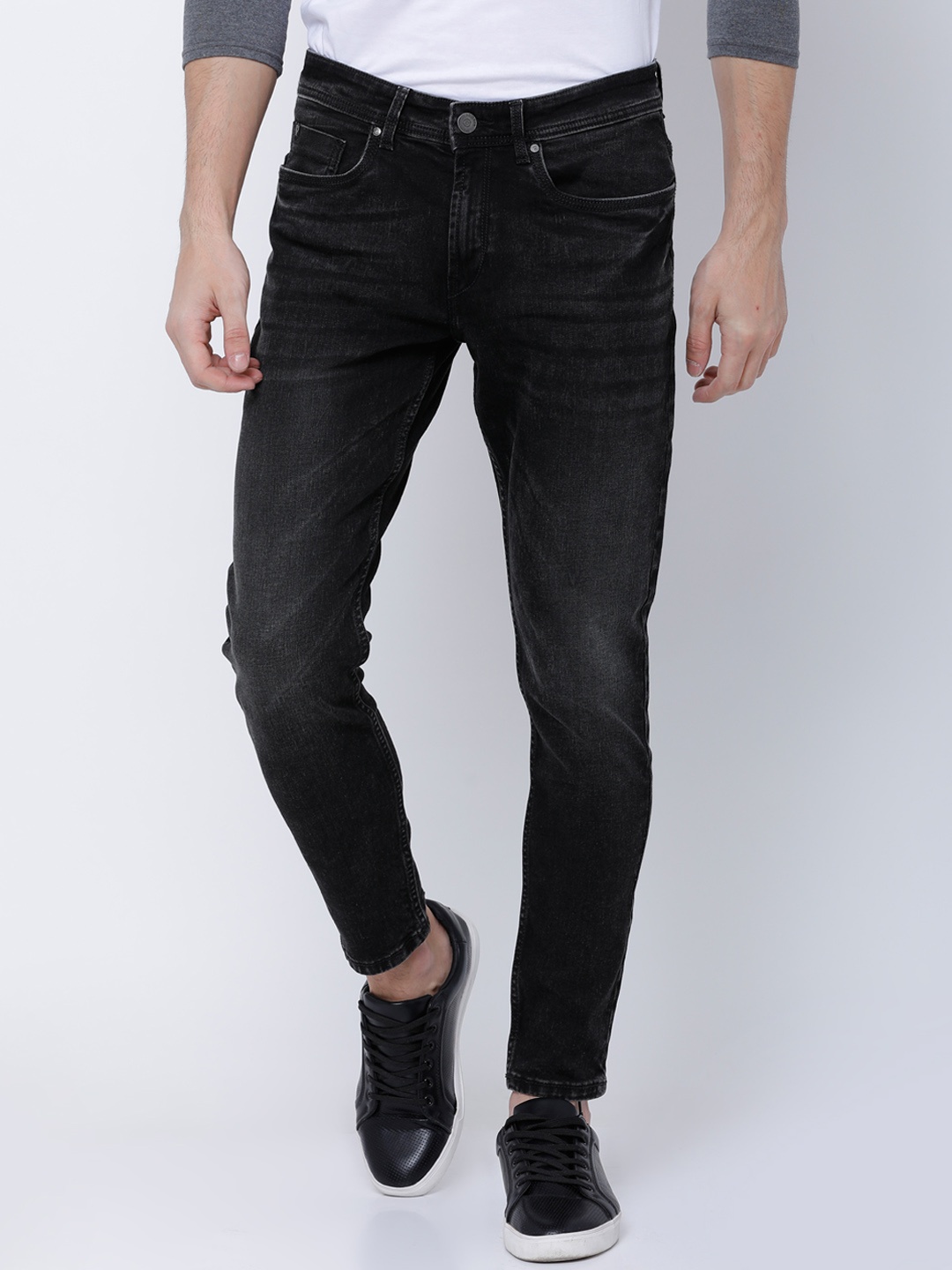 

LOCOMOTIVE Men Black Tapered Fit Mid-Rise Clean Look Stretchable Jeans