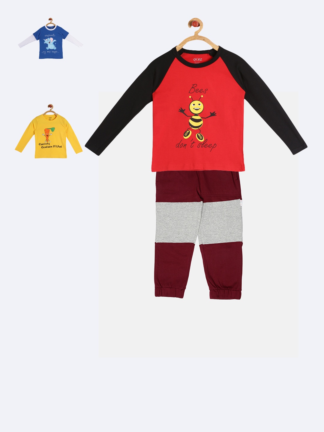 

GKIDZ Boys Yellow & Blue Printed Pack of 3 T-shirt with Capris