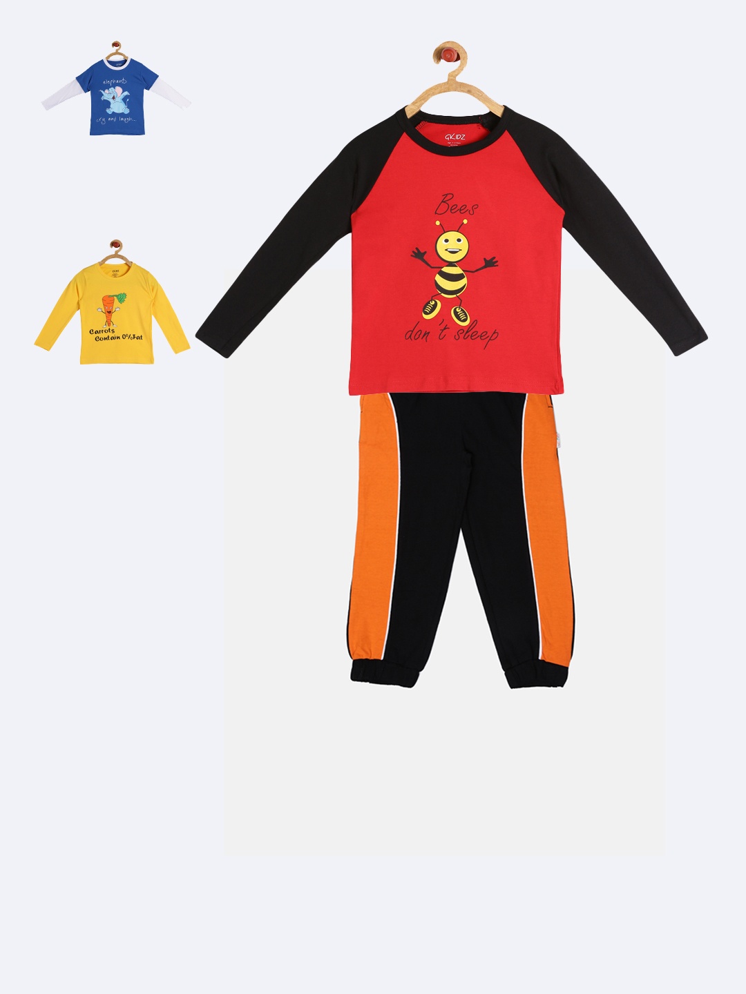 

GKIDZ Boys Yellow & Blue Printed Pack of 4 T-shirt with Capris