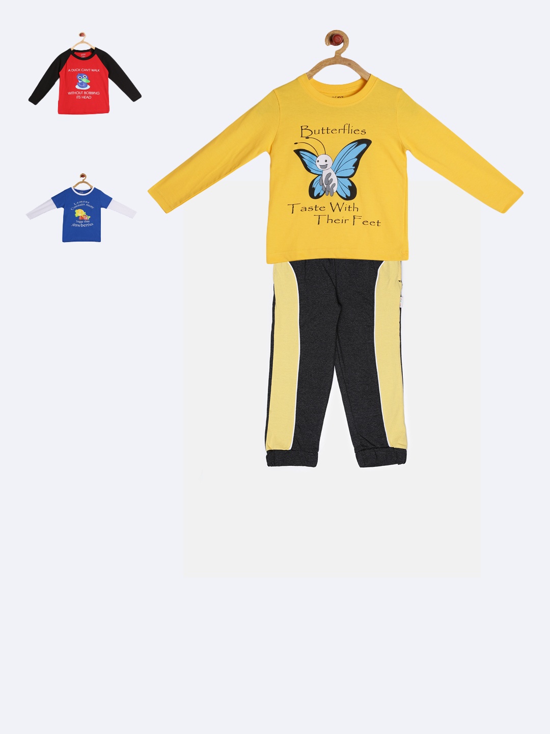 

GKIDZ Boys Pack of 3 Printed T-shirts with Joggers, Yellow