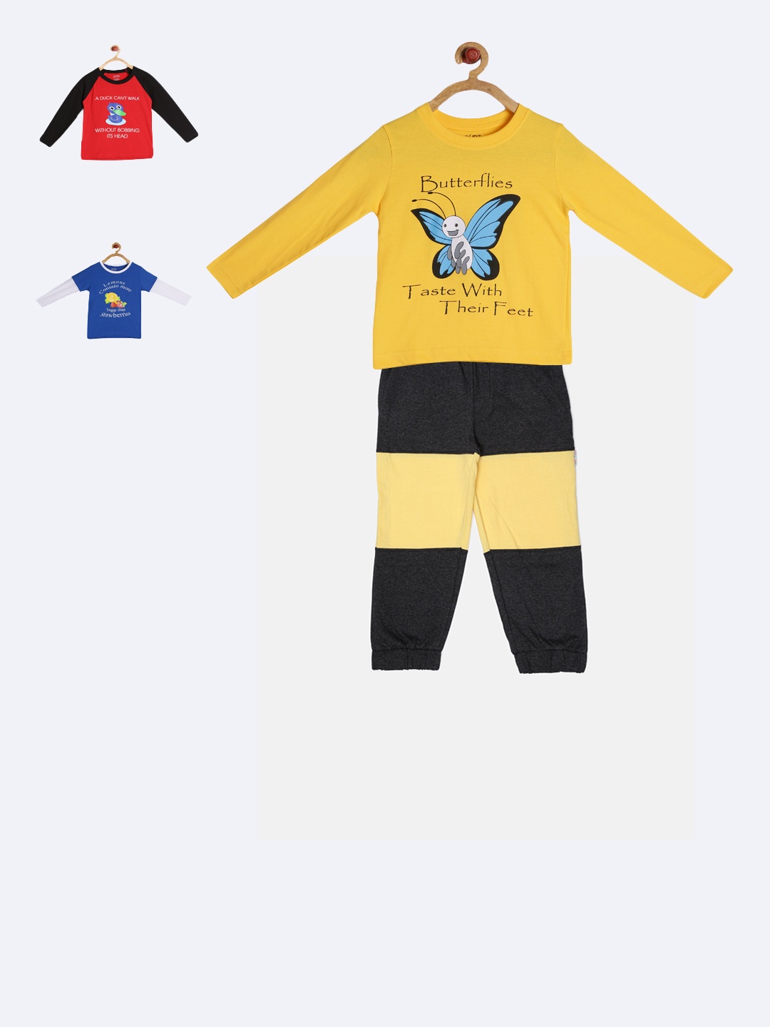 

GKIDZ Boys Pack of 3 Printed T-shirts with Joggers, Yellow