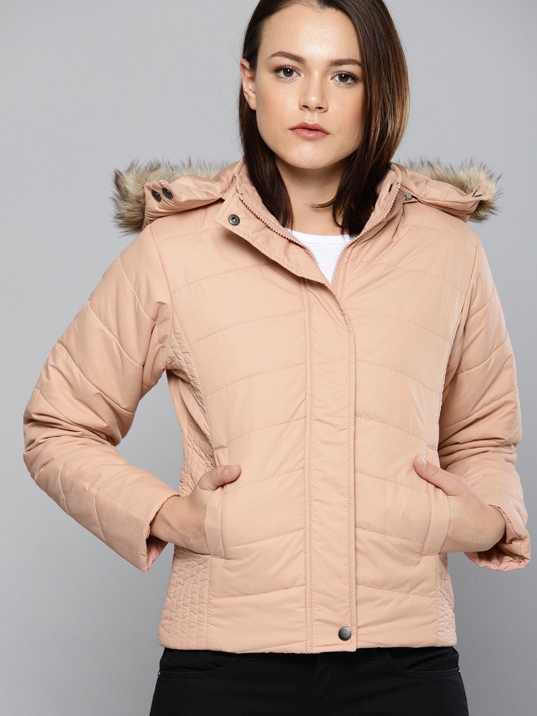 

Chemistry Women Pink Solid Padded Jacket