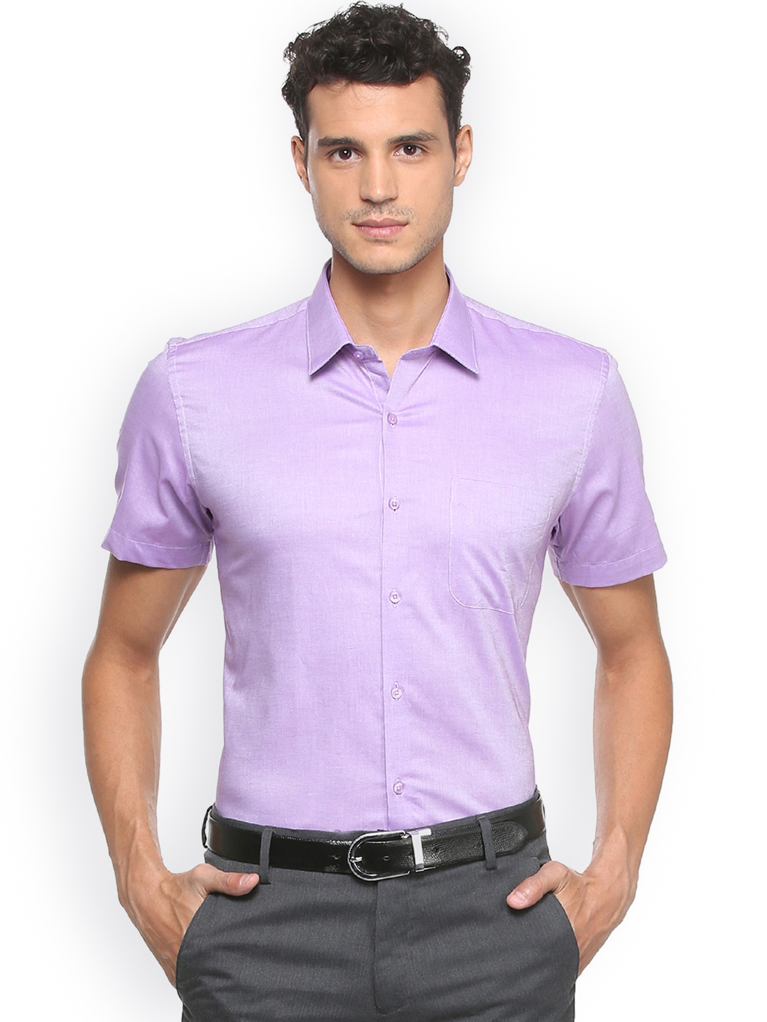 

Peter England Men Purple Slim Fit Solid Formal Shirt
