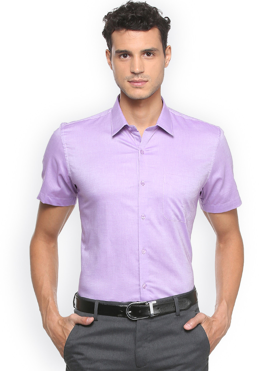 

Peter England Men Purple Slim Fit Solid Formal Shirt