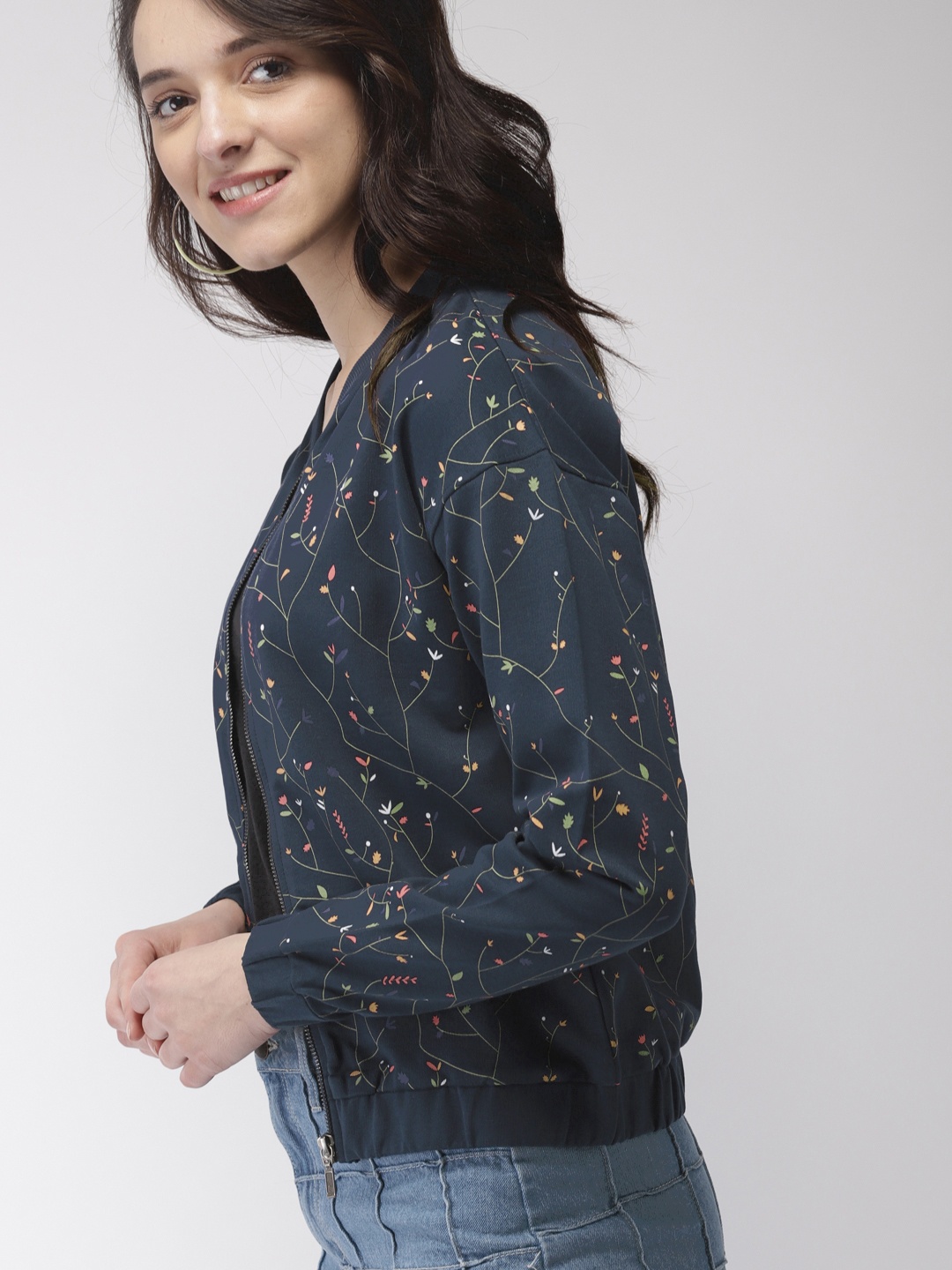 

Mast & Harbour Women Navy Blue Printed Sweatshirt