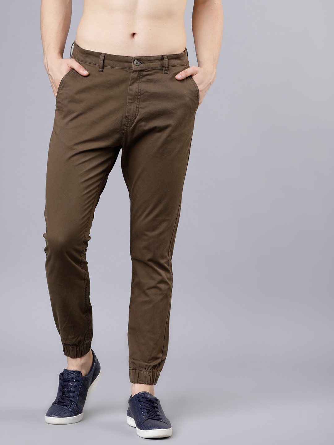 

HIGHLANDER Men Olive Brown Slim Fit Joggers