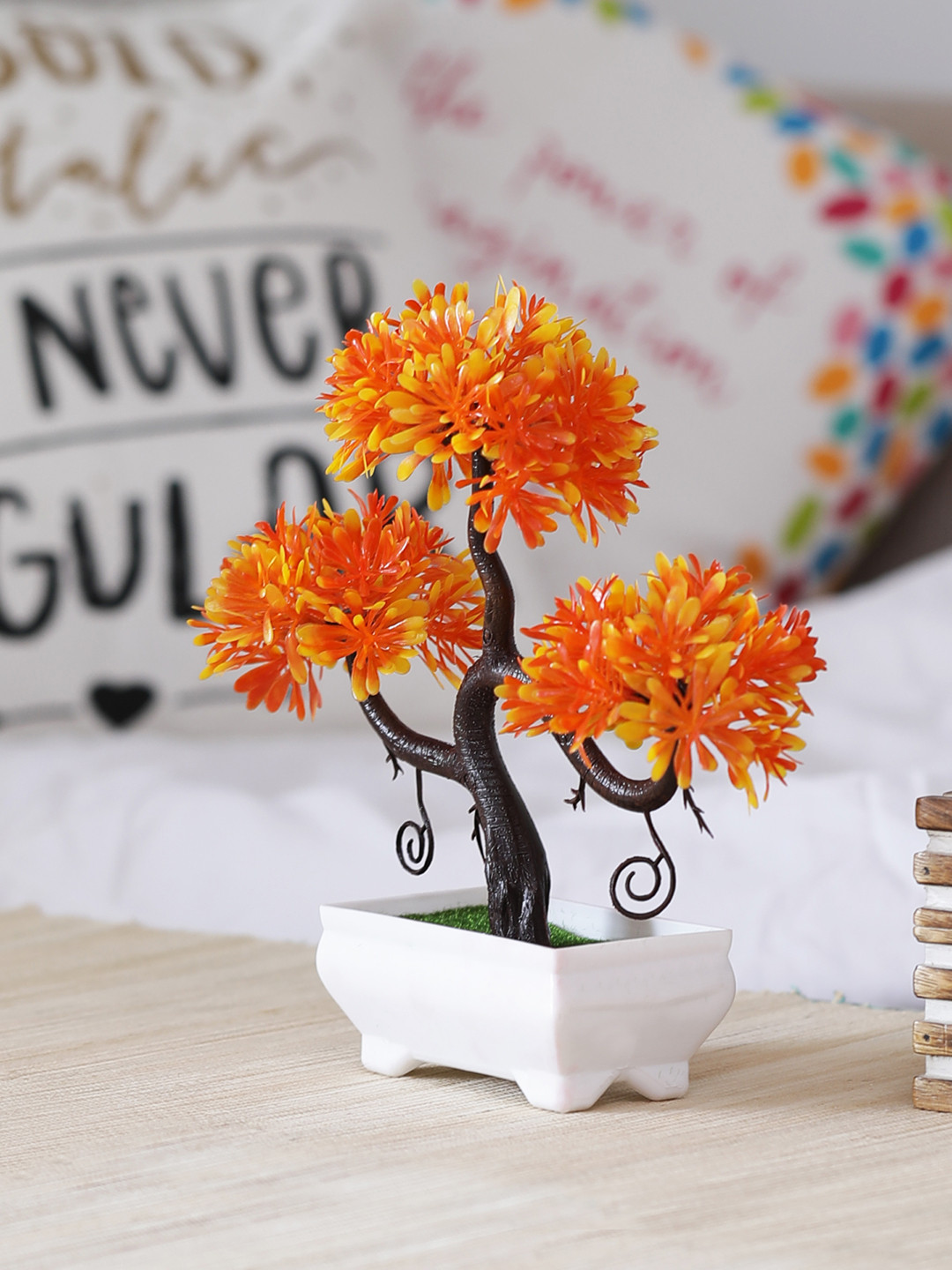 

FOLIYAJ White, Brown & Orange Artificial Plant With Pot