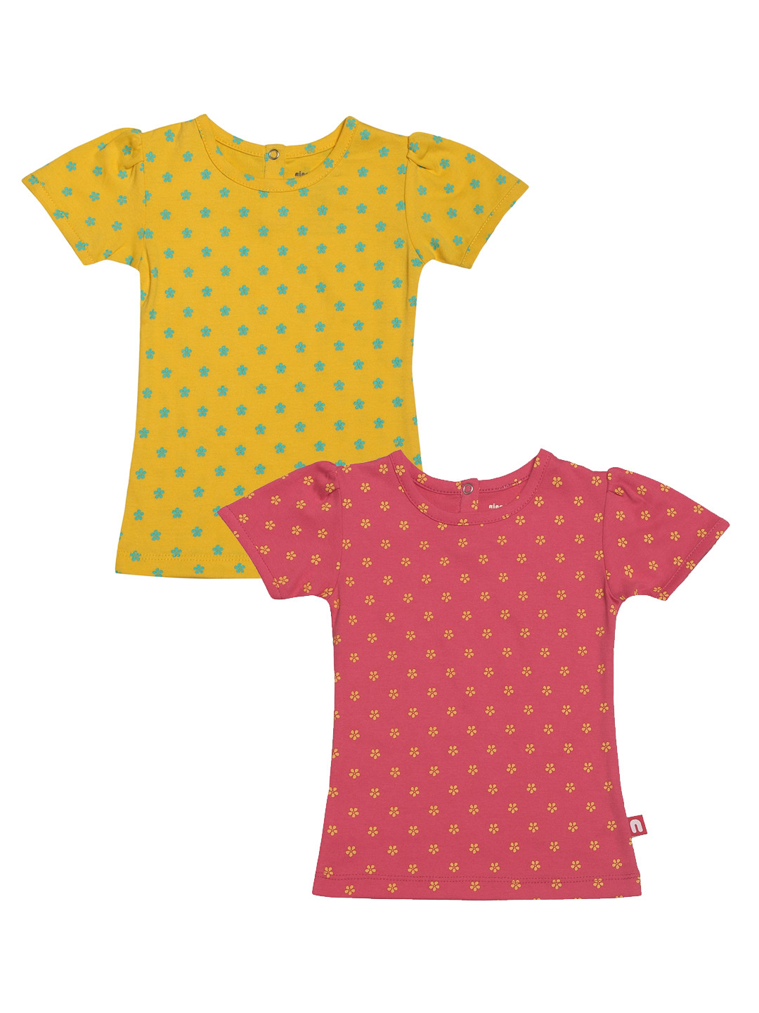 

Nino Bambino Girls Pack Of 2 Printed Round Neck T-shirt, Pink