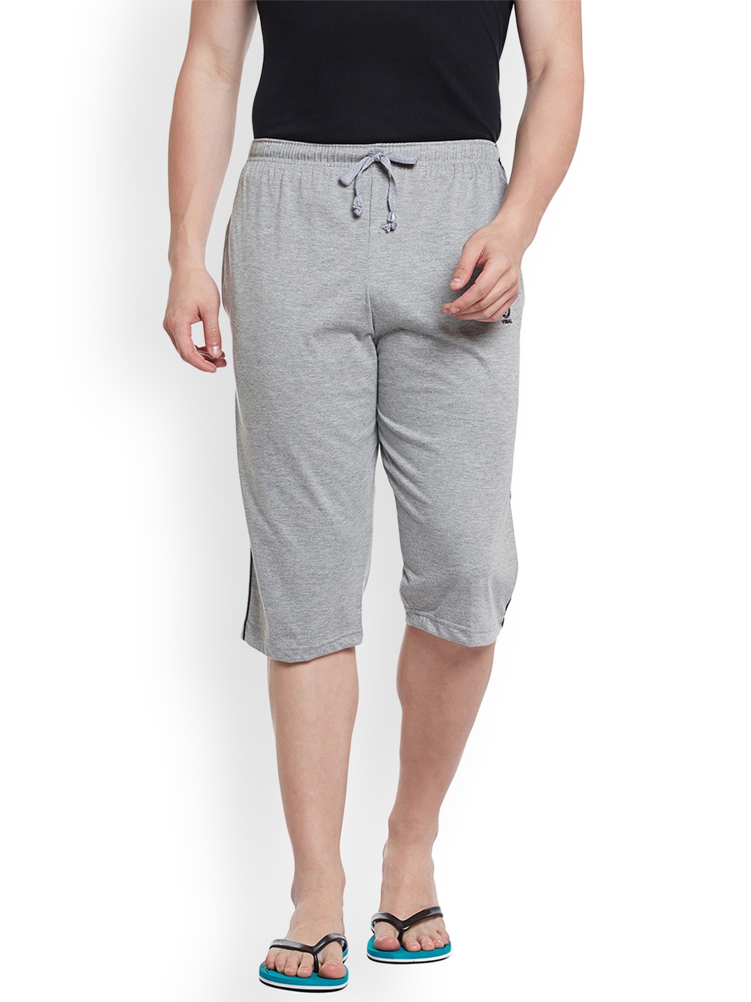 

MACK JONNEY Men Grey Melange Solid Lounge Shorts C1-MELANGE001
