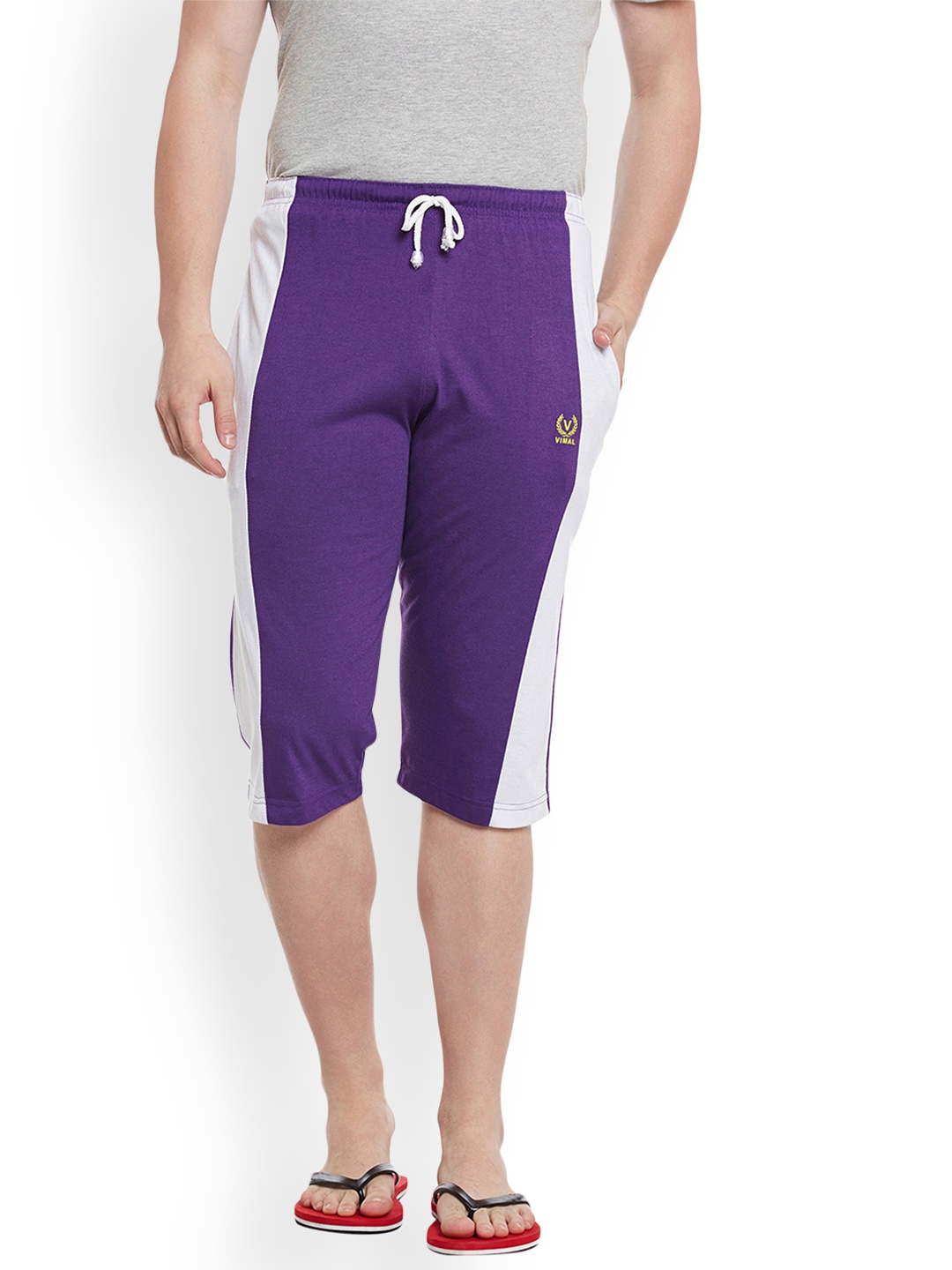 

VIMAL JONNEY Men Purple Striped Lounge Shorts C7-PURPLE001
