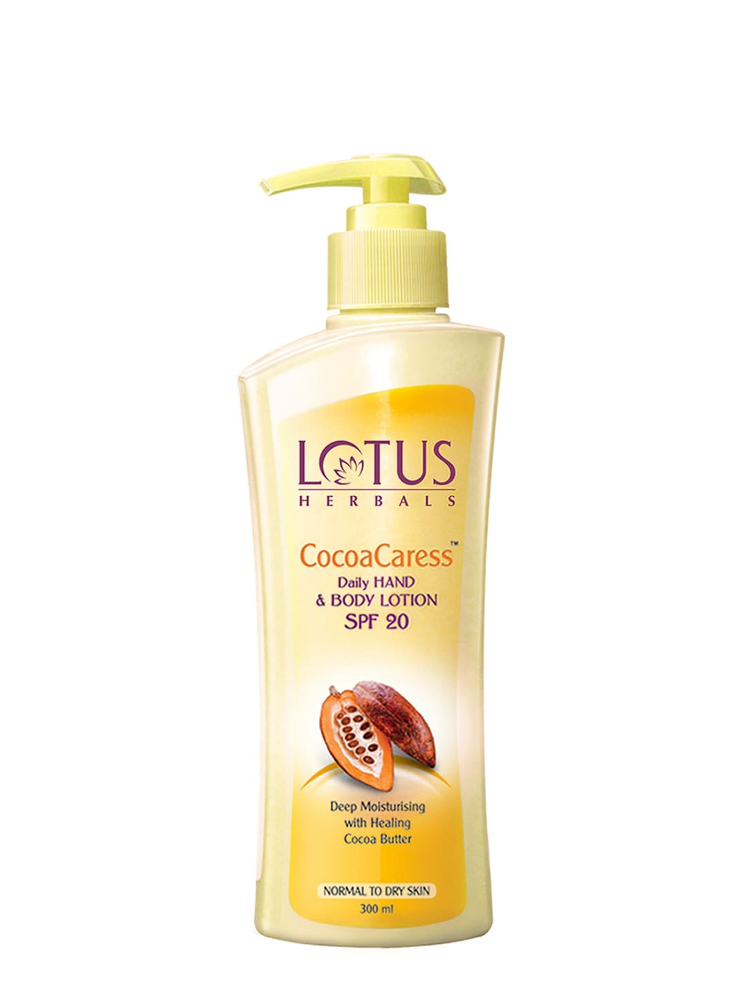 

Lotus Herbals Cocoa Caress SPF 20 Hand Sustainable Body Lotion 250 ml, Yellow