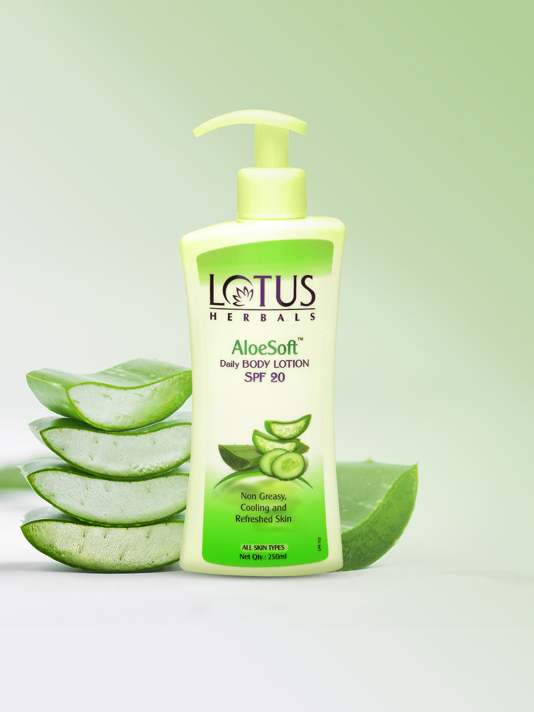 

Lotus Herbals AloeSoft SPF 20 Sustainable Body Lotion for All Skin Types 250 ml, Green