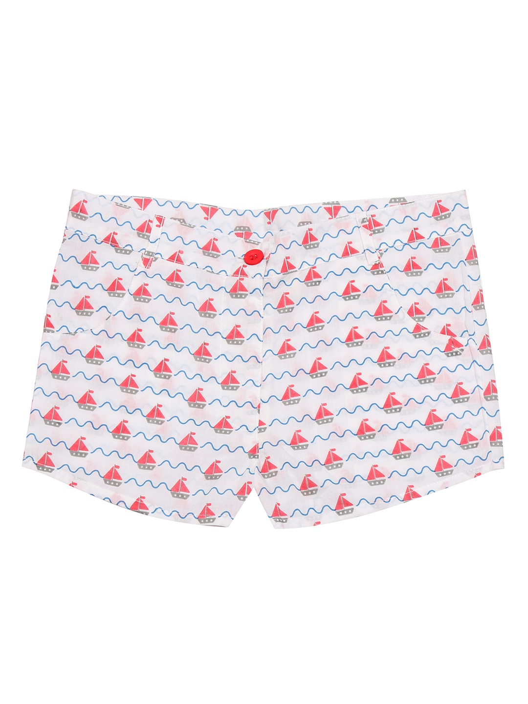 

Nino Bambino Girls White Organic Cotton Printed Regular Fit Hot Pants