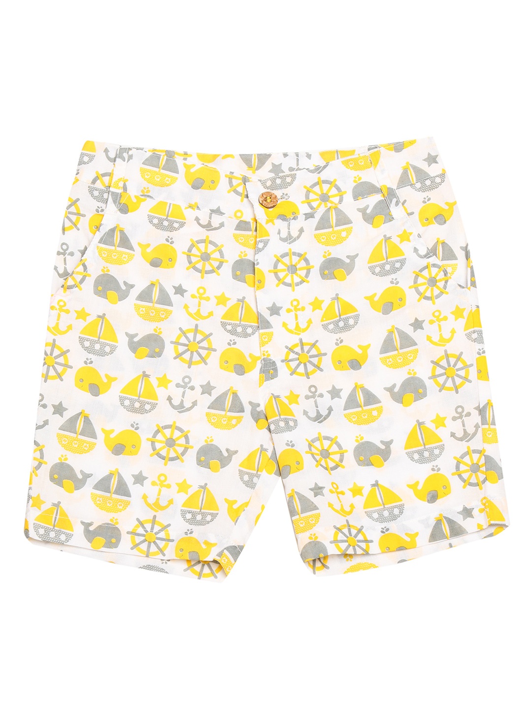 

Nino Bambino Boys Multicoloured Organic Cotton Printed Regular Fit Shorts, Multi
