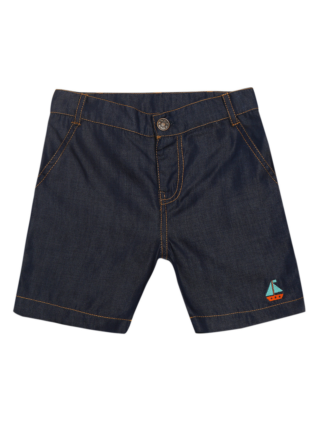

Nino Bambino Boys Blue Organic Cotton Solid Regular Fit Denim Shorts
