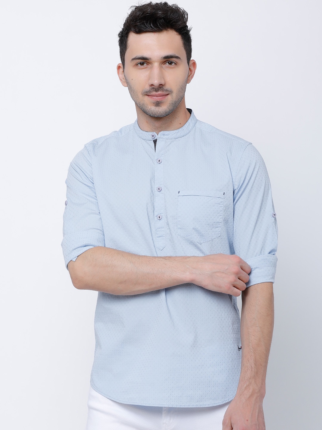 

LOCOMOTIVE Men Blue Slim Fit Solid Casual Shirt