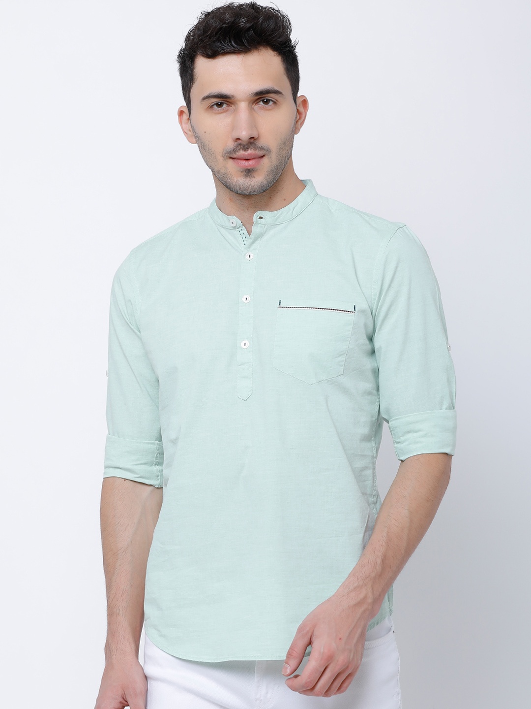 

LOCOMOTIVE Men Sea Green Slim Fit Solid Casual Shirt