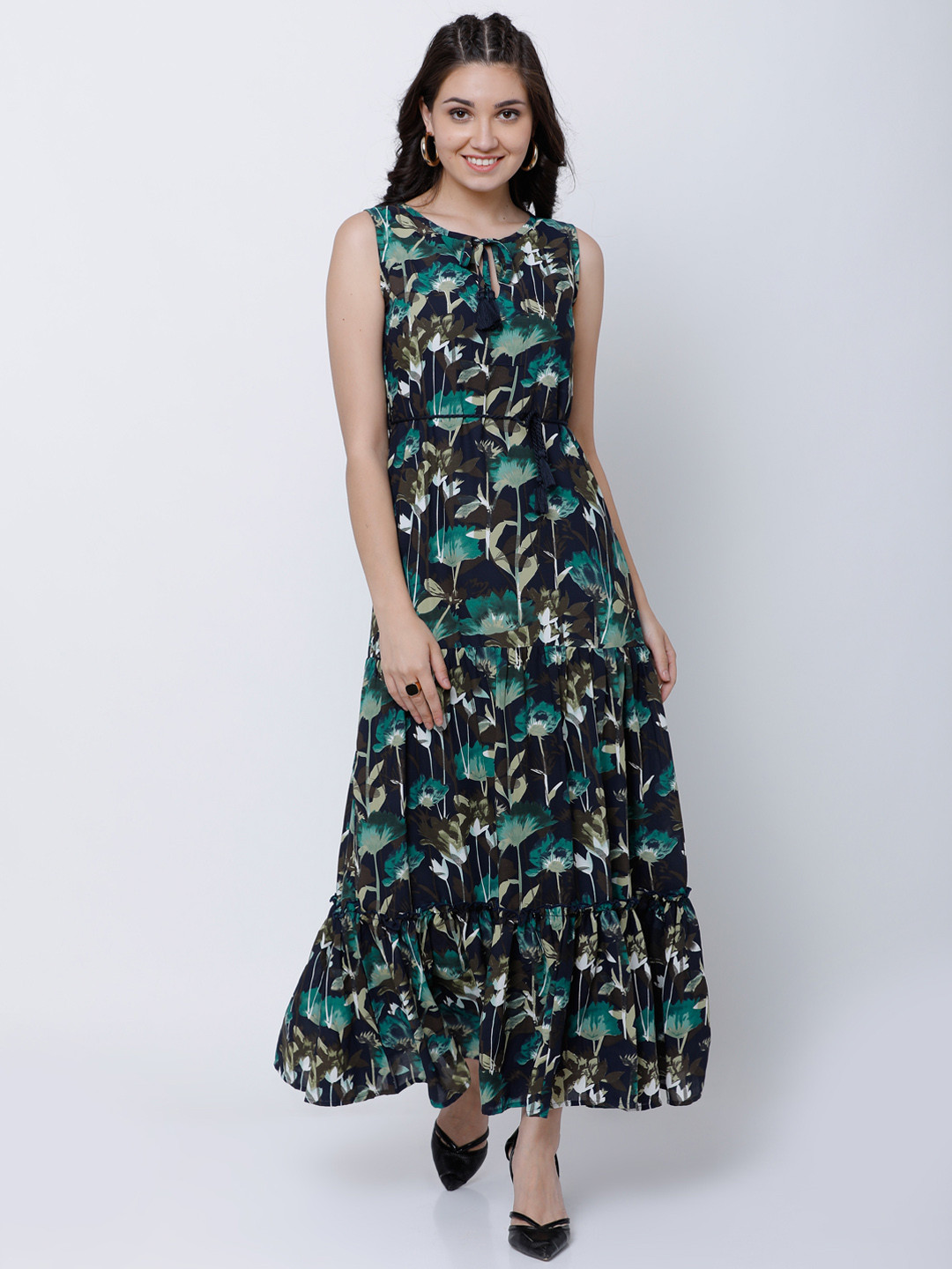 

Tokyo Talkies Women Navy Blue Printed Maxi Dress