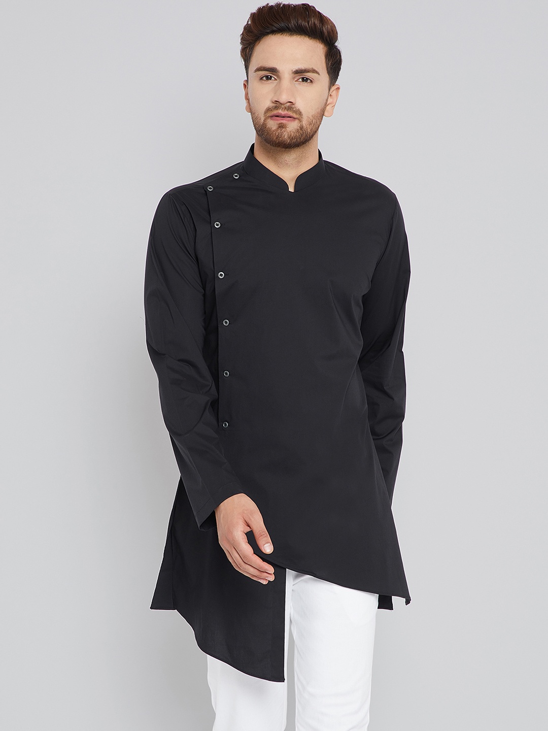 

See Designs Men Black Solid A-Line Kurta