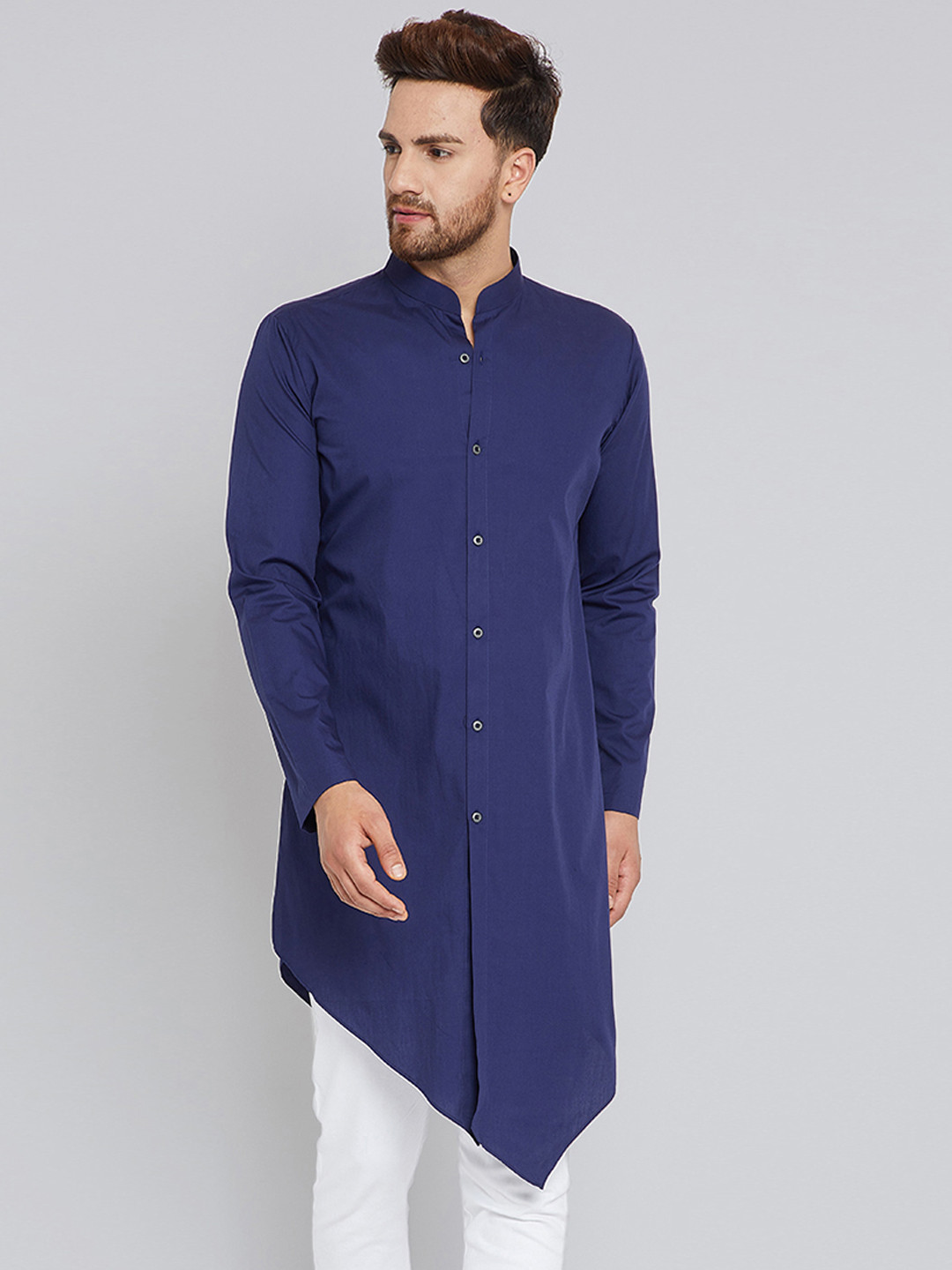 

See Designs Men Blue Solid A-Line Kurta