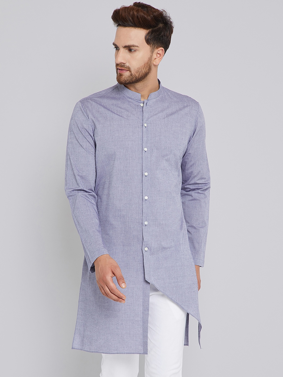 

See Designs Men Grey Woven Design Straight Kurta