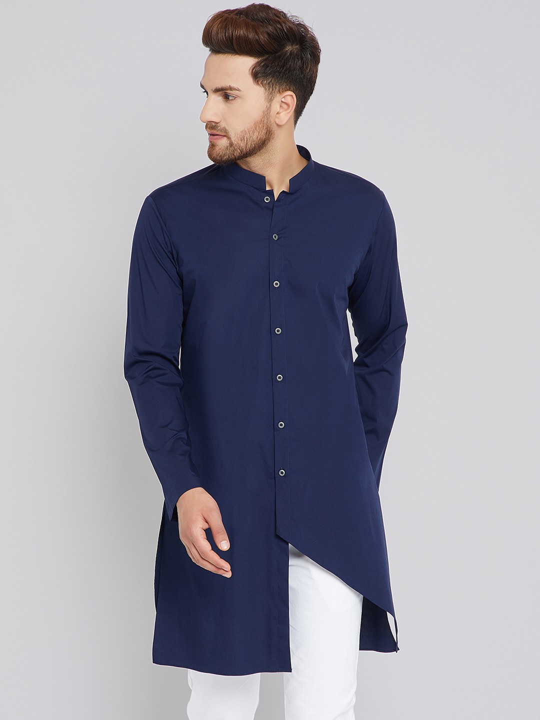 

See Designs Men Blue Solid Straight Kurta