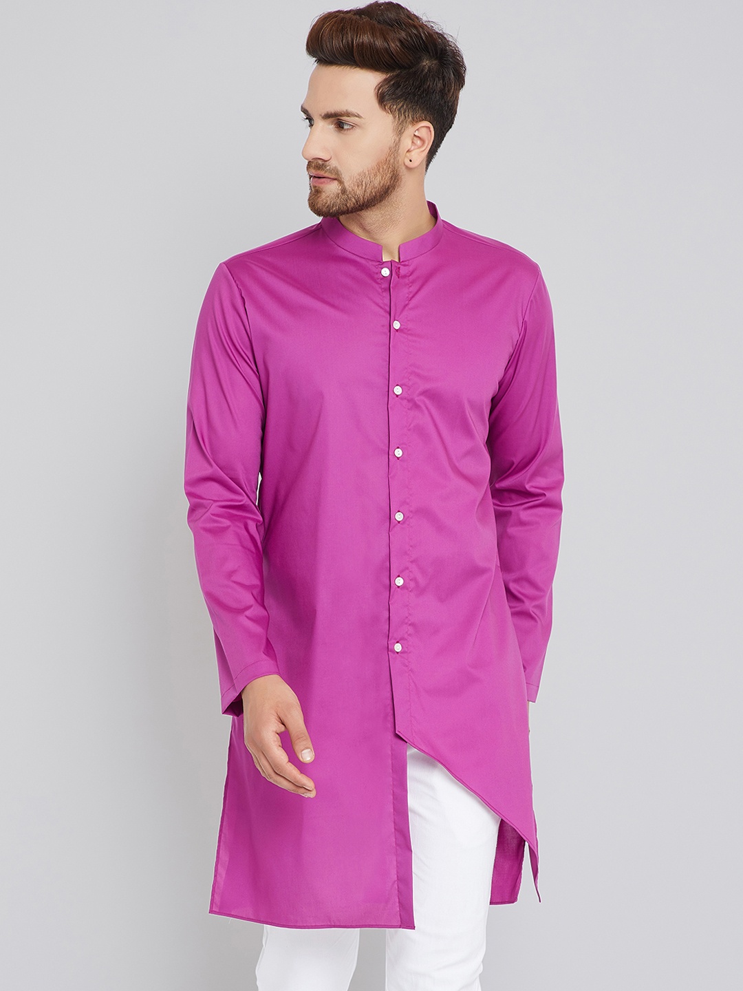 

See Designs Men Pink Solid Straight Kurta