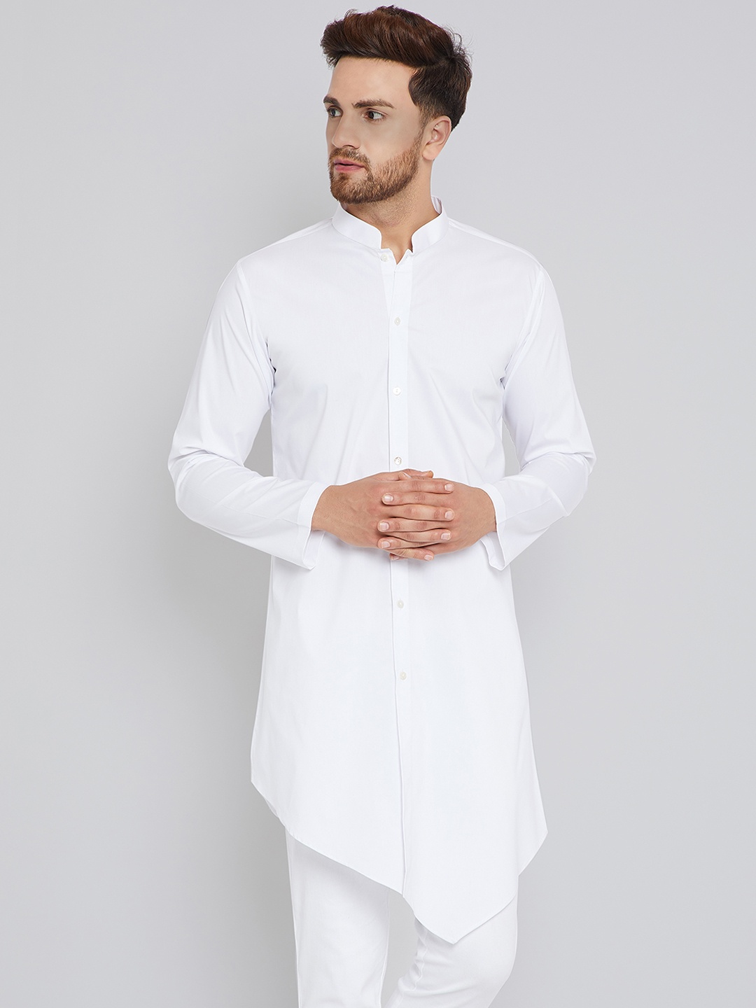 

See Designs Men White Solid A-Line Kurta