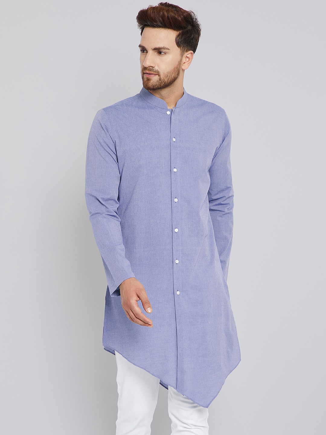 

See Designs Men Blue Woven Design A-Line Kurta