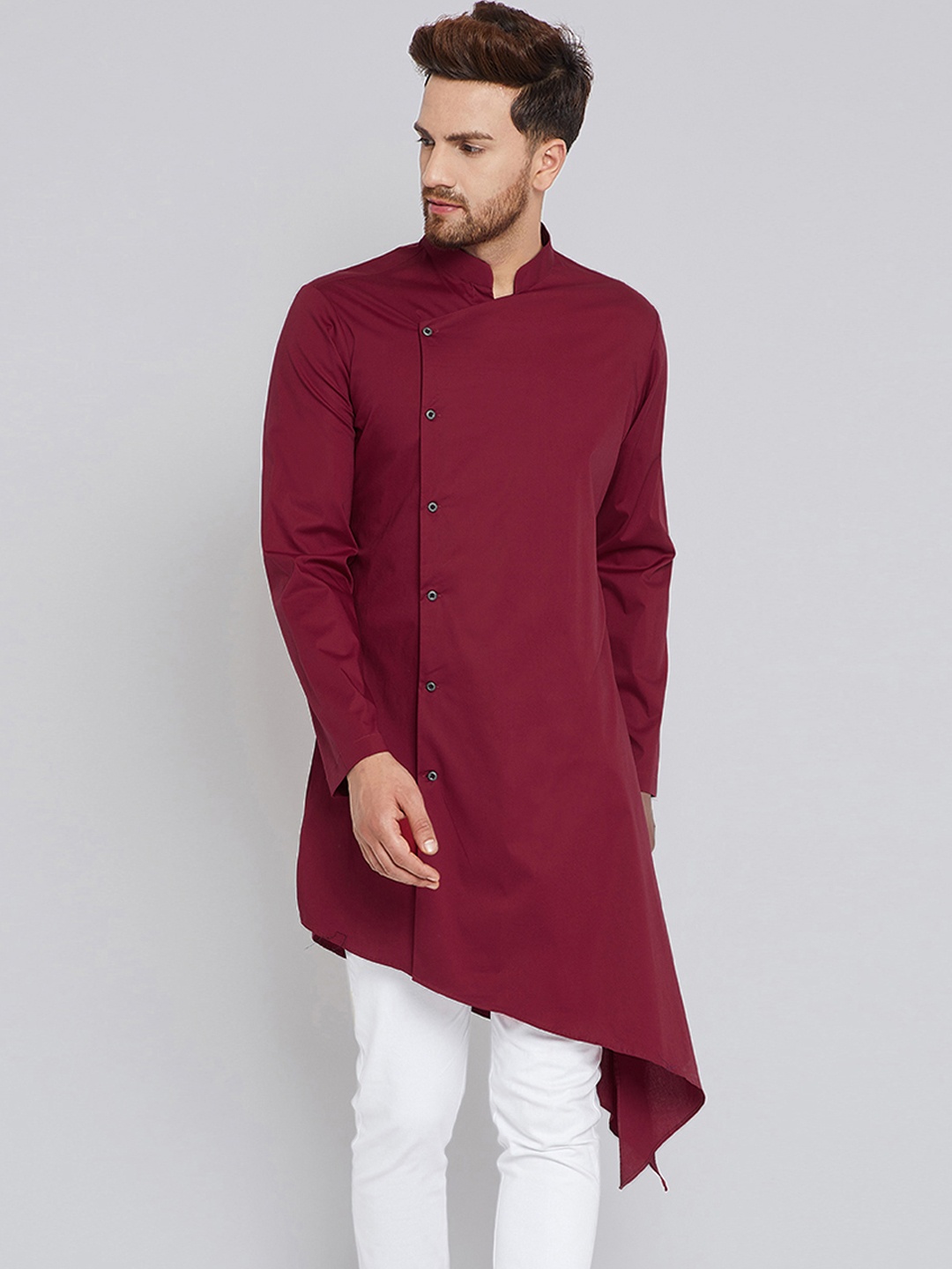 

See Designs Men Maroon Solid A-Line Kurta