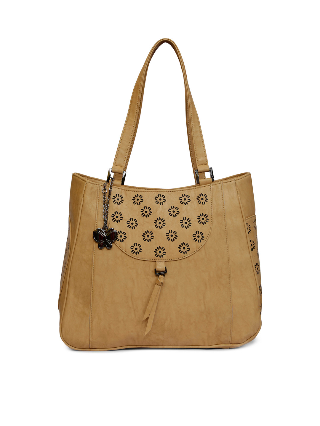 

Butterflies Beige Solid Handheld Bag