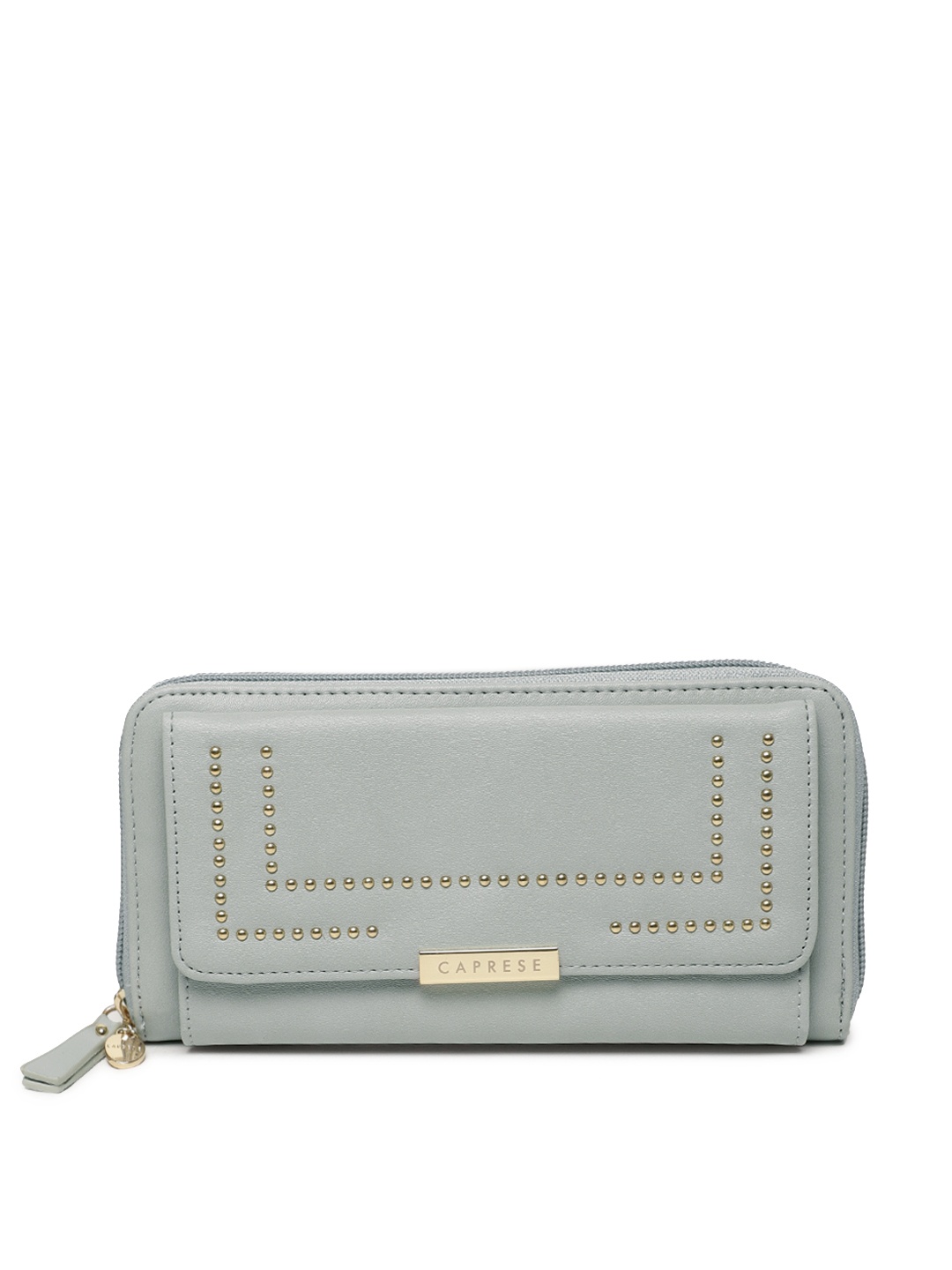 

Caprese Women Grey Solid Leather Zip Around Wallet