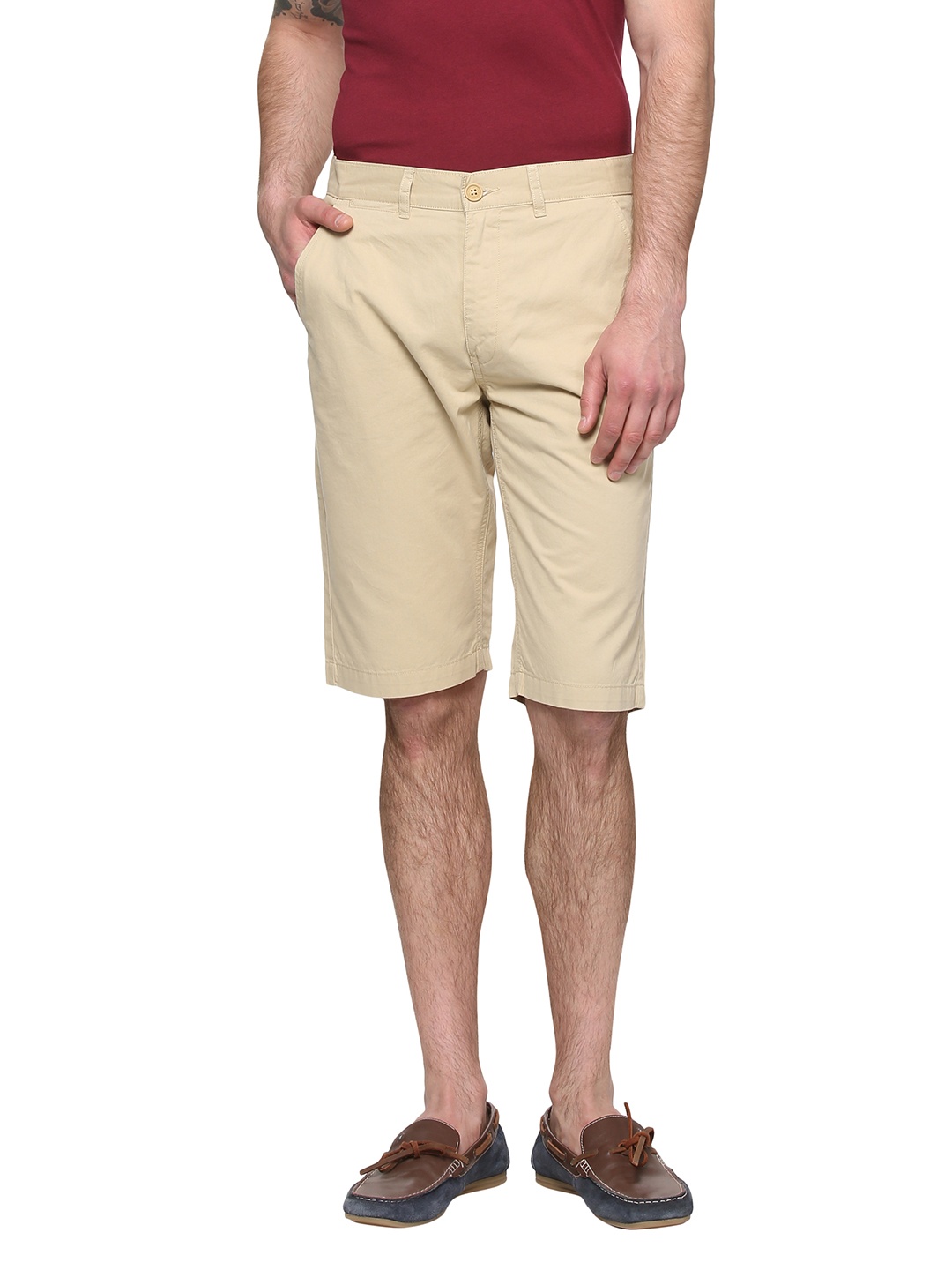 

Peter England Casuals Men Beige Solid Chino Shorts