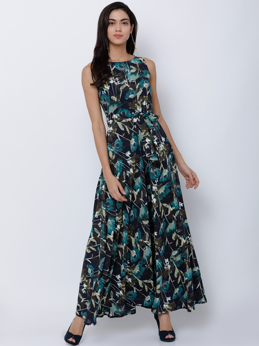 

Tokyo Talkies Women Navy Blue Printed Maxi Dress